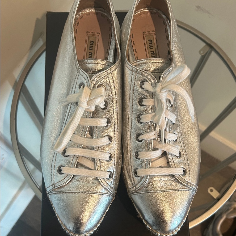 Miu Miu Metallic Silver Sneakers - Barely Worn
